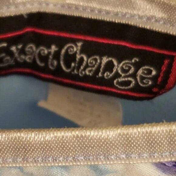 Exact Change Pastel Light Blue Floral Embroidered Lined Mini Skirt Size 11 Y2K - Picture 4 of 4